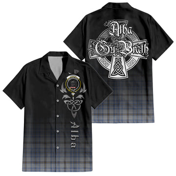 Tweedie Tartan Hawaiian Shirt Shirt Featuring Alba Gu Brath Family Crest Celtic Inspired