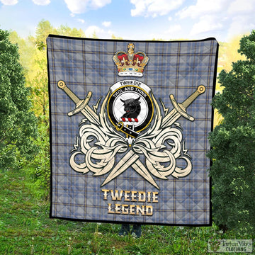 Tweedie Tartan Quilt with Clan Crest and the Golden Sword of Courageous Legacy