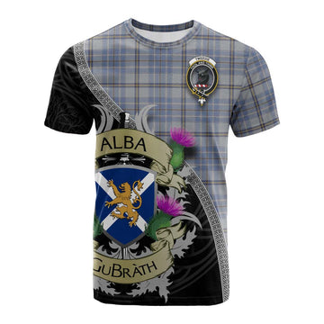 Tartan Vibes Clothing Tweedie Tartan Family Crest Cotton T-shirt Lion Rampant Royal Thistle Shield Celtic Inspired