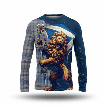 Tartan Vibes Clothing Tweedie Tartan Family Crest Long Sleeve T-Shirt with Scottish Majestic Lion