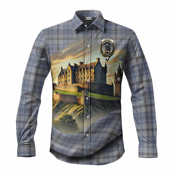 Tweedie Tartan Family Crest Long Sleeve Button Shirt with Scottish Ancient Castle Style