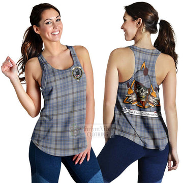 Tartan Vibes Clothing Tweedie Tartan Women's Racerback Tanks with Family Crest and Bearded Skull Holding Bottles of Whiskey