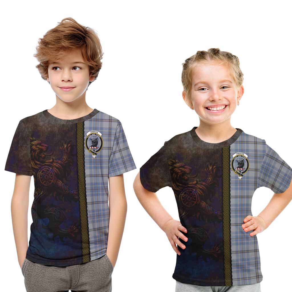 Tartan Vibes Clothing Tweedie Tartan Family Crest Kid T-Shirt Alba Gu Brath Be Brave Lion Ancient Style