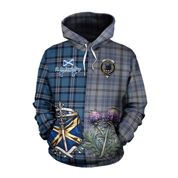 Tartan Vibes Clothing Tweedie Tartan Cotton Hoodie Happy St. Andrew's Day Half Tartan Style