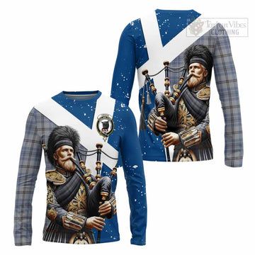 Tartan Vibes Clothing Tweedie Tartan Long Sleeve T-Shirt with Family Crest Scottish Bagpiper Vibes