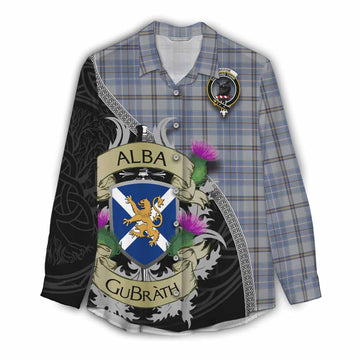 Tweedie Tartan Family Crest Women's Casual Shirt Lion Rampant Royal Thistle Shield Celtic Inspired