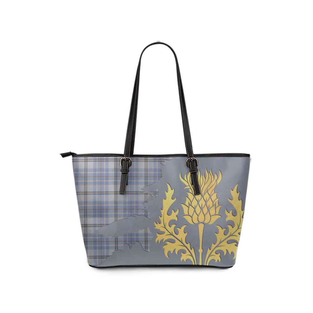 Tartan Vibes Clothing Tweedie Tartan Leather Tote Bag Gold Thistle Style