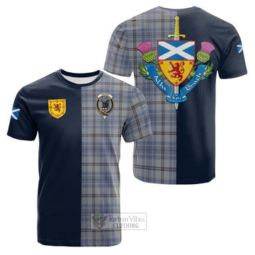 Tweedie Tartan Cotton T-shirt Alba with Scottish Lion Royal Arm Half Style