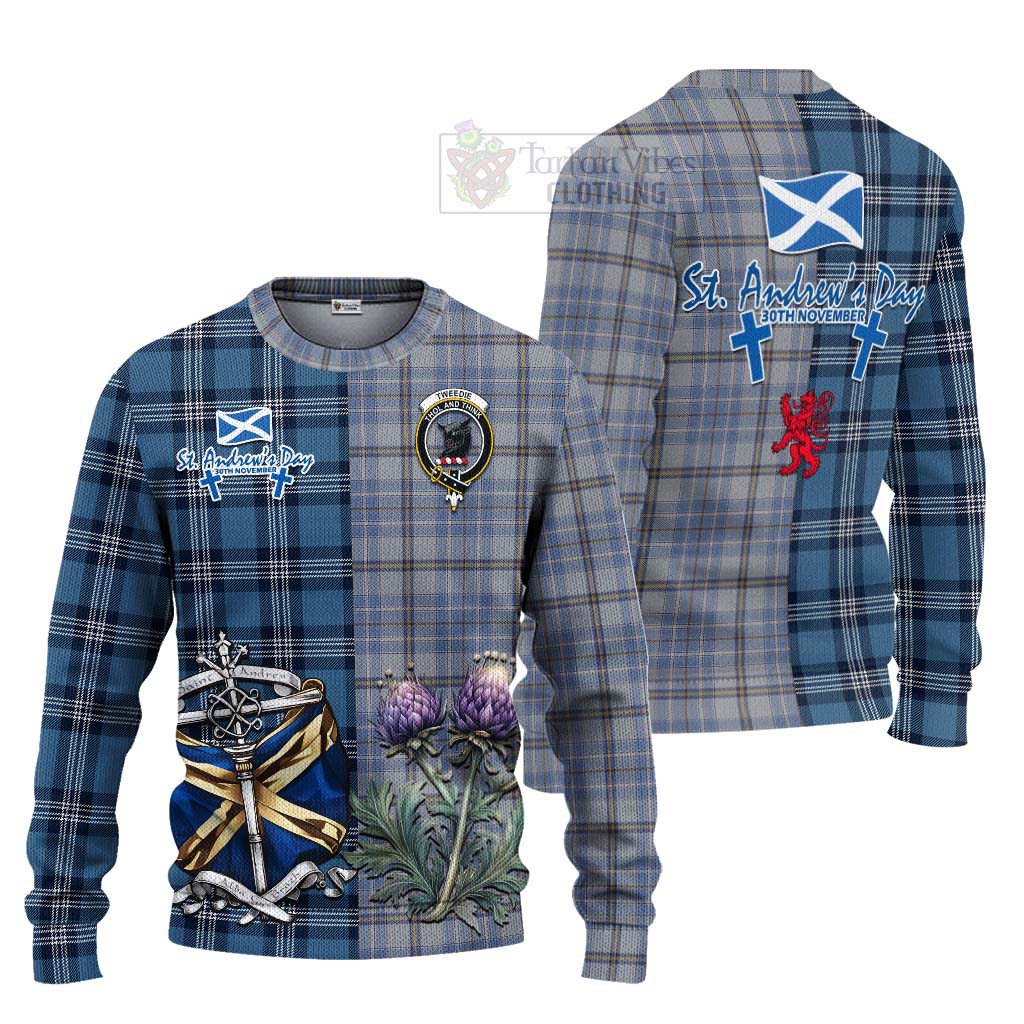 Tartan Vibes Clothing Tweedie Tartan Knitted Sweater Happy St. Andrew's Day Half Tartan Style