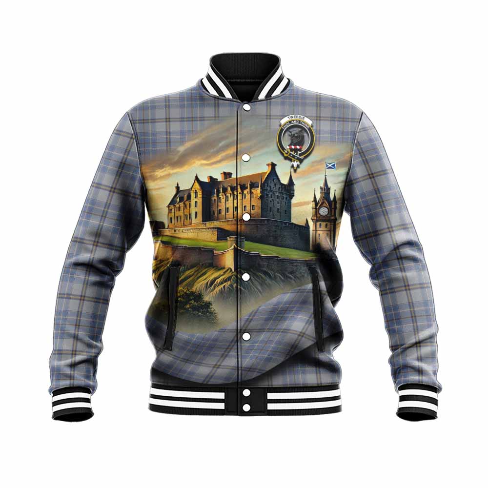 Tartan Vibes Clothing Tweedie Tartan Family Crest Baseball Jacket with Scottish Ancient Castle Style