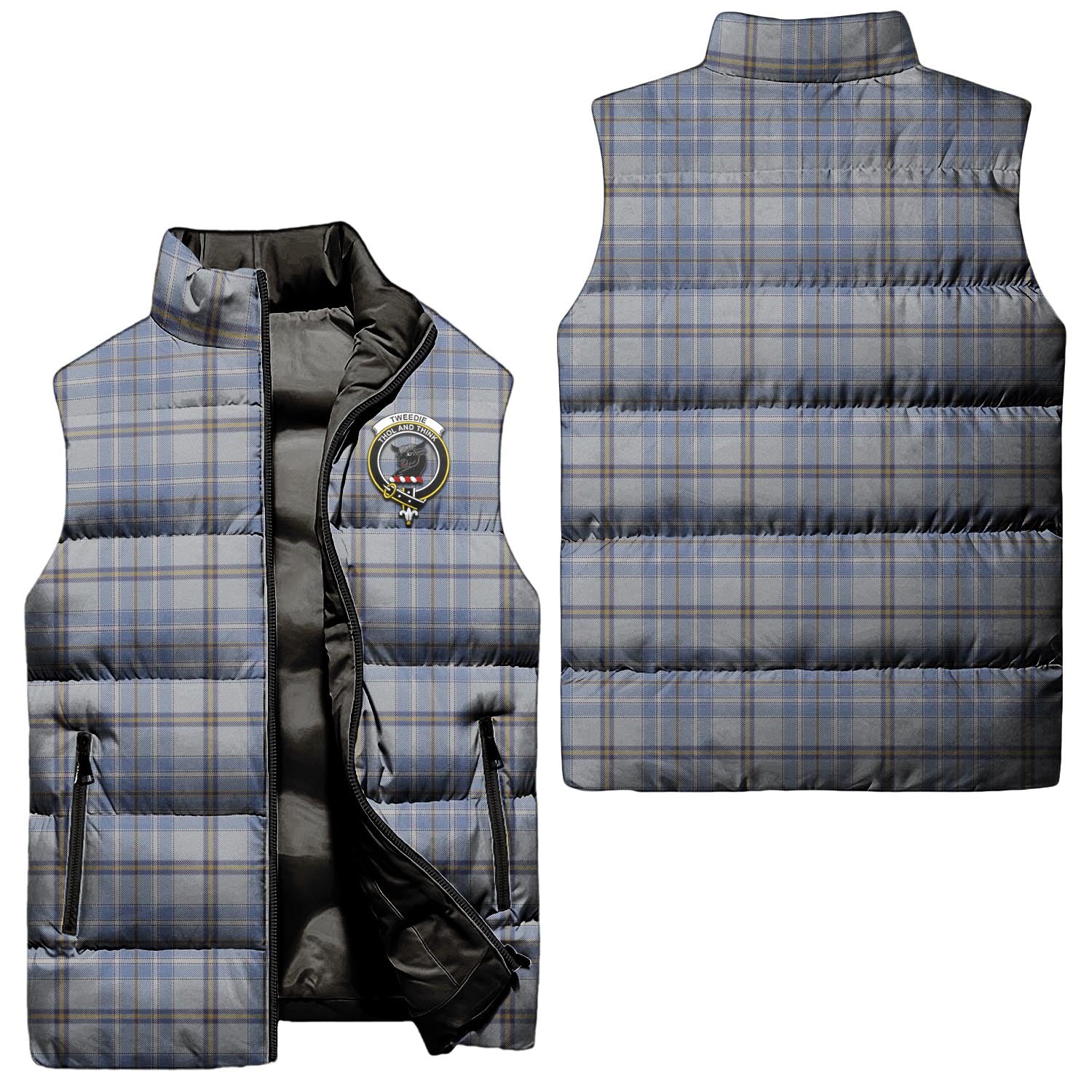 Tweedie Tartan Sleeveless Puffer Jacket with Family Crest Unisex - Tartanvibesclothing