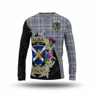 Tartan Vibes Clothing Tweedie Tartan Family Crest Long Sleeve T-Shirt Lion Rampant Royal Thistle Shield Celtic Inspired