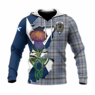 Tartan Vibes Clothing Tweedie Tartan Family Crest Knitted Hoodie Scottish Thistle Celtic Inspired