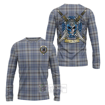Tartan Vibes Clothing Tweedie Tartan Long Sleeve T-Shirt with Family Crest Celtic Skull Style