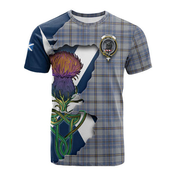 Tartan Vibes Clothing Tweedie Tartan Family Crest Cotton T-shirt Scottish Thistle Celtic Inspired