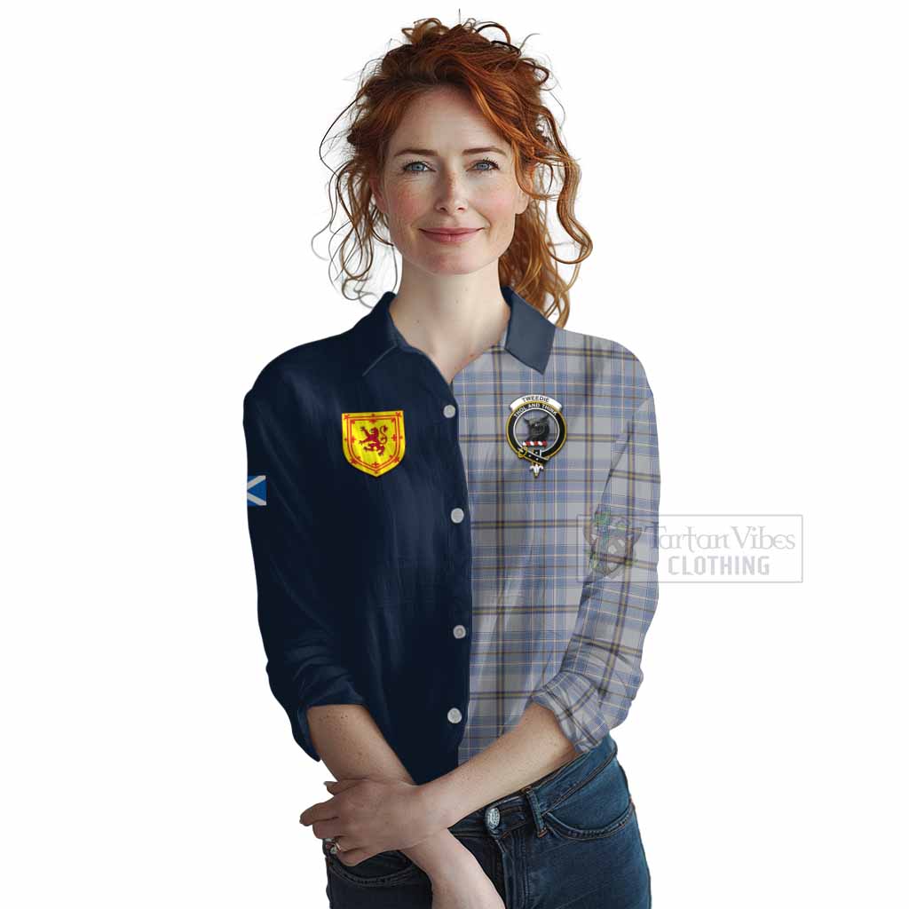 Tartan Vibes Clothing Tweedie Tartan Women's Casual Shirt Alba with Scottish Lion Royal Arm Half Style