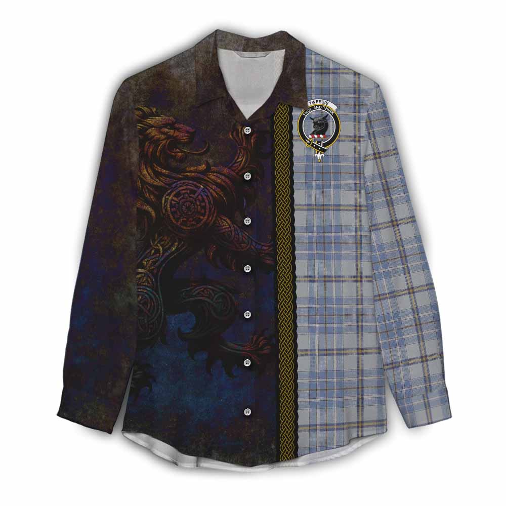 Tartan Vibes Clothing Tweedie Tartan Family Crest Women's Casual Shirt Alba Gu Brath Be Brave Lion Ancient Style