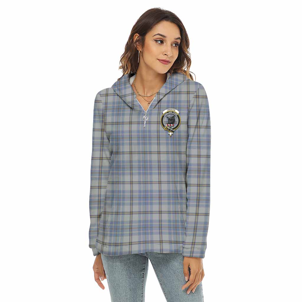 Tartan Vibes Clothing Tweedie Tartan Crest Women's Borg  Half Zip Fleece Hoodie
