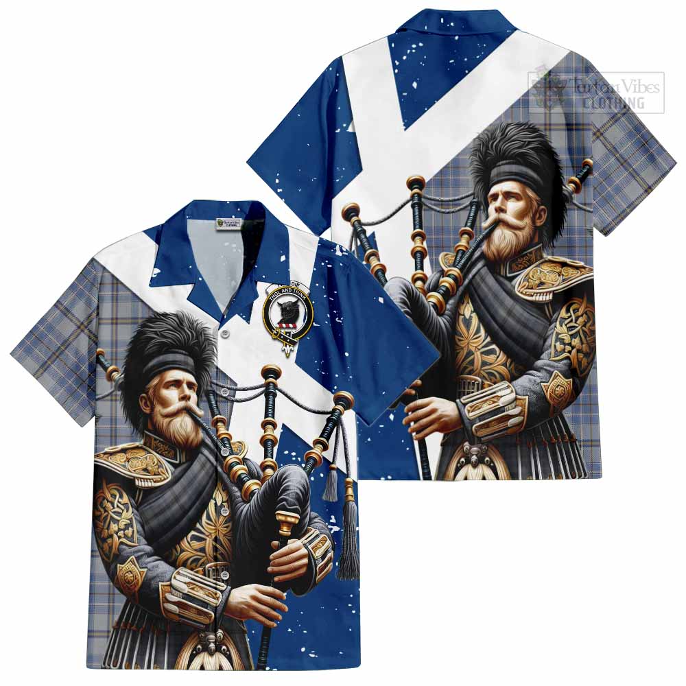 Tartan Vibes Clothing Tweedie Tartan Short Sleeve Button Shirt with Family Crest Scottish Bagpiper Vibes