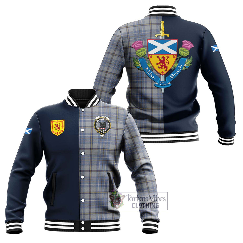 Tweedie Tartan Baseball Jacket Alba with Scottish Lion Royal Arm Half Style Unisex - Tartan Vibes Clothing