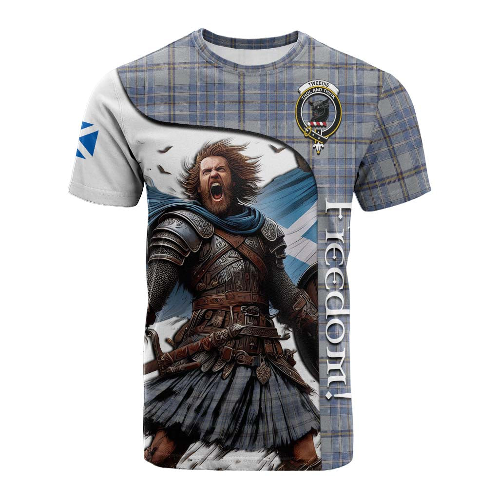 Tartan Vibes Clothing Tweedie Crest Tartan Cotton T-shirt Inspired by the Freedom of Scottish Warrior
