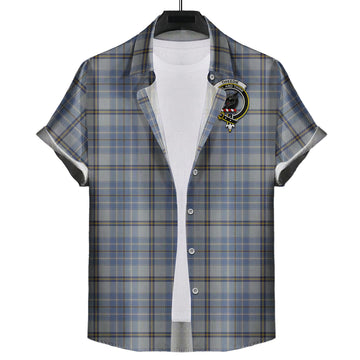 Tweedie Tartan Short Sleeve Button Down Shirt with Family Crest