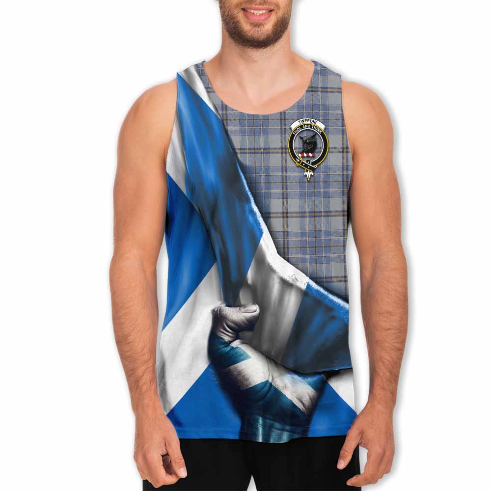 Tartan Vibes Clothing Tweedie Tartan Men's Tank Top with Family Crest Scotland Patriotic Style