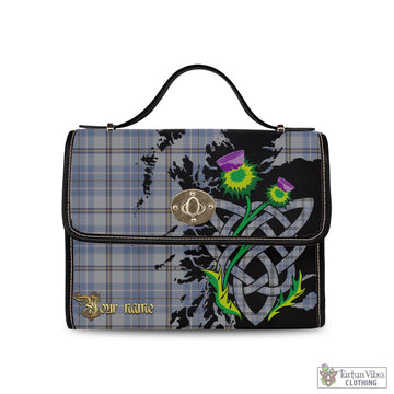 Tweedie Tartan Waterproof Canvas Bag with Scotland Map and Thistle Celtic Accents