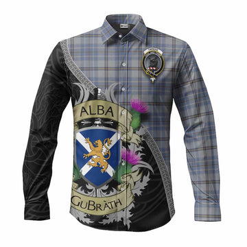 Tweedie Tartan Family Crest Long Sleeve Button Shirt Lion Rampant Royal Thistle Shield Celtic Inspired