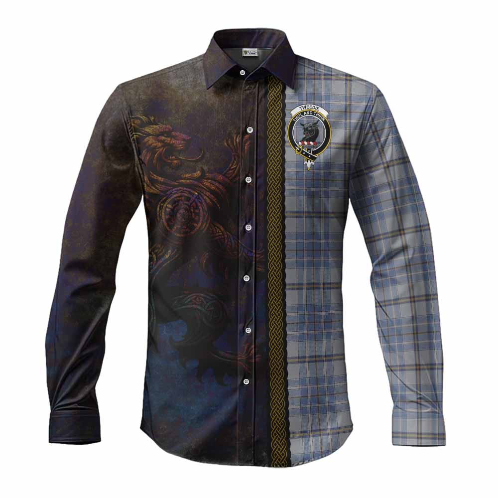 Tartan Vibes Clothing Tweedie Tartan Family Crest Long Sleeve Button Shirt Alba Gu Brath Be Brave Lion Ancient Style