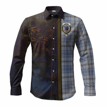 Tweedie Tartan Family Crest Long Sleeve Button Shirt Alba Gu Brath Be Brave Lion Ancient Style