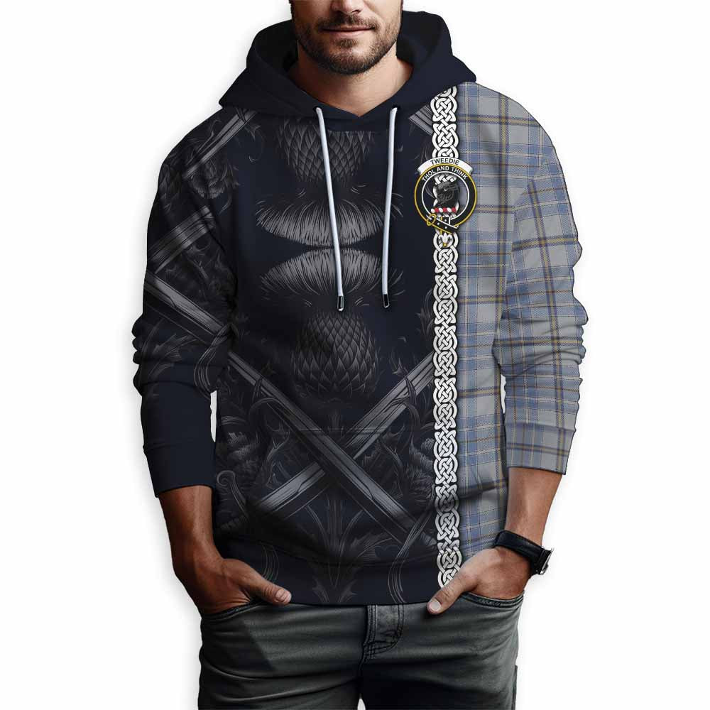 Tartan Vibes Clothing Tweedie Tartan Hoodie with Family Crest Cross Sword Thistle Celtic Vibes