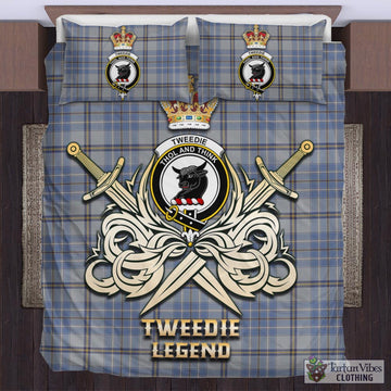Tweedie Tartan Bedding Set with Clan Crest and the Golden Sword of Courageous Legacy