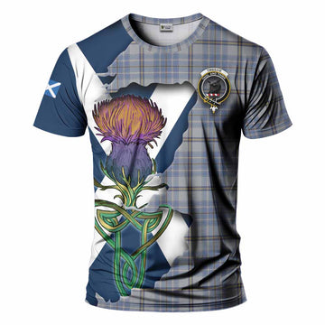 Tartan Vibes Clothing Tweedie Tartan Family Crest T-Shirt Scottish Thistle Celtic Inspired
