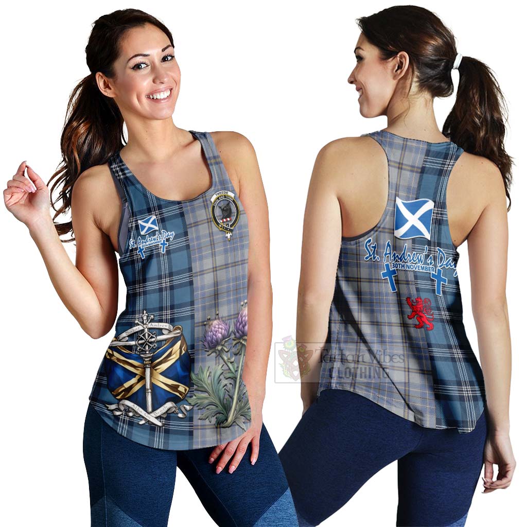 Tartan Vibes Clothing Tweedie Tartan Women's Racerback Tanks Happy St. Andrew's Day Half Tartan Style