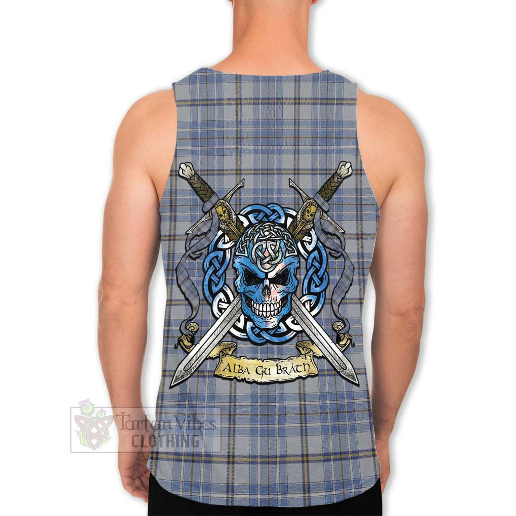 Tartan Vibes Clothing Tweedie Tartan Men's Tank Top with Family Crest Celtic Skull Style