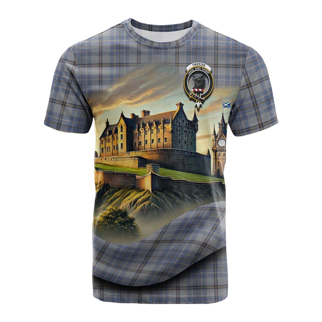 Tartan Vibes Clothing Tweedie Tartan Family Crest Cotton T-shirt with Scottish Ancient Castle Style