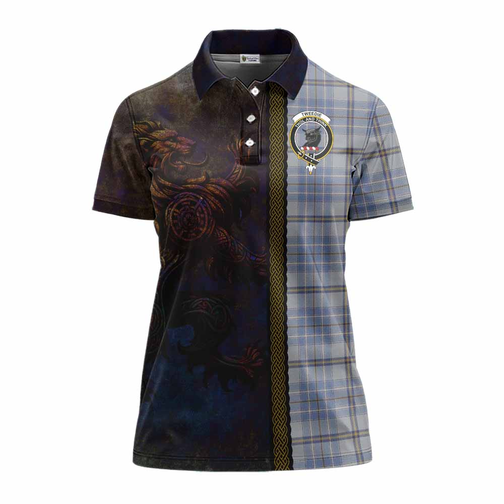 Tartan Vibes Clothing Tweedie Tartan Family Crest Women's Polo Shirt Alba Gu Brath Be Brave Lion Ancient Style