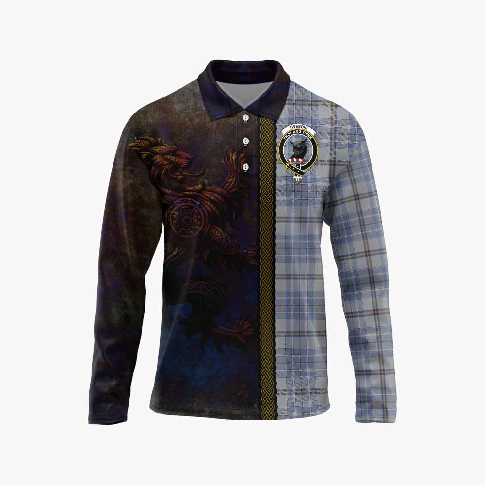 Tartan Vibes Clothing Tweedie Tartan Family Crest Long Sleeve Polo Shirt Alba Gu Brath Be Brave Lion Ancient Style