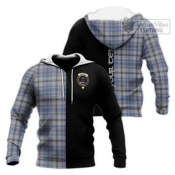 Tweedie Tartan Knitted Hoodie with Family Crest and Half Of Me Style Unisex Knitted Pullover Hoodie - Tartanvibesclothing Shop