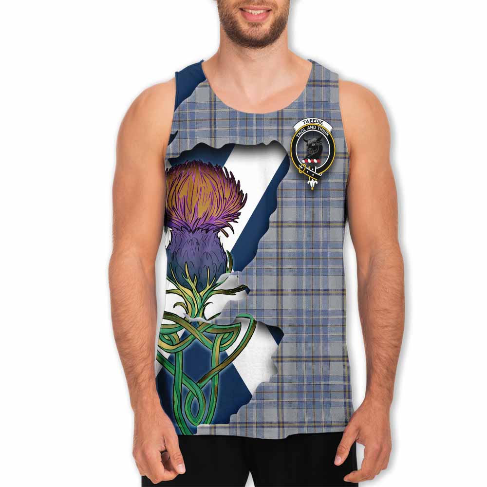 Tartan Vibes Clothing Tweedie Tartan Family Crest Men's Tank Top Scottish Thistle Celtic Inspired
