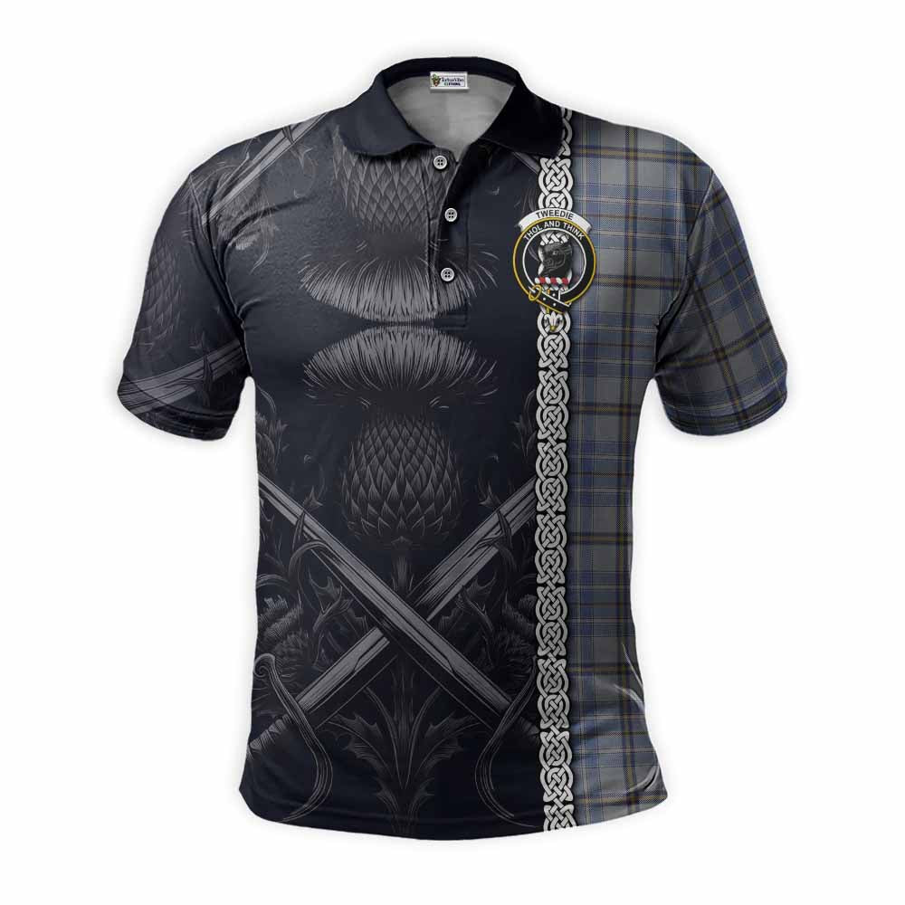 Tartan Vibes Clothing Tweedie Tartan Polo Shirt with Family Crest Cross Sword Thistle Celtic Vibes