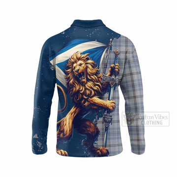 Tartan Vibes Clothing Tweedie Tartan Family Crest Long Sleeve Polo Shirt with Scottish Majestic Lion