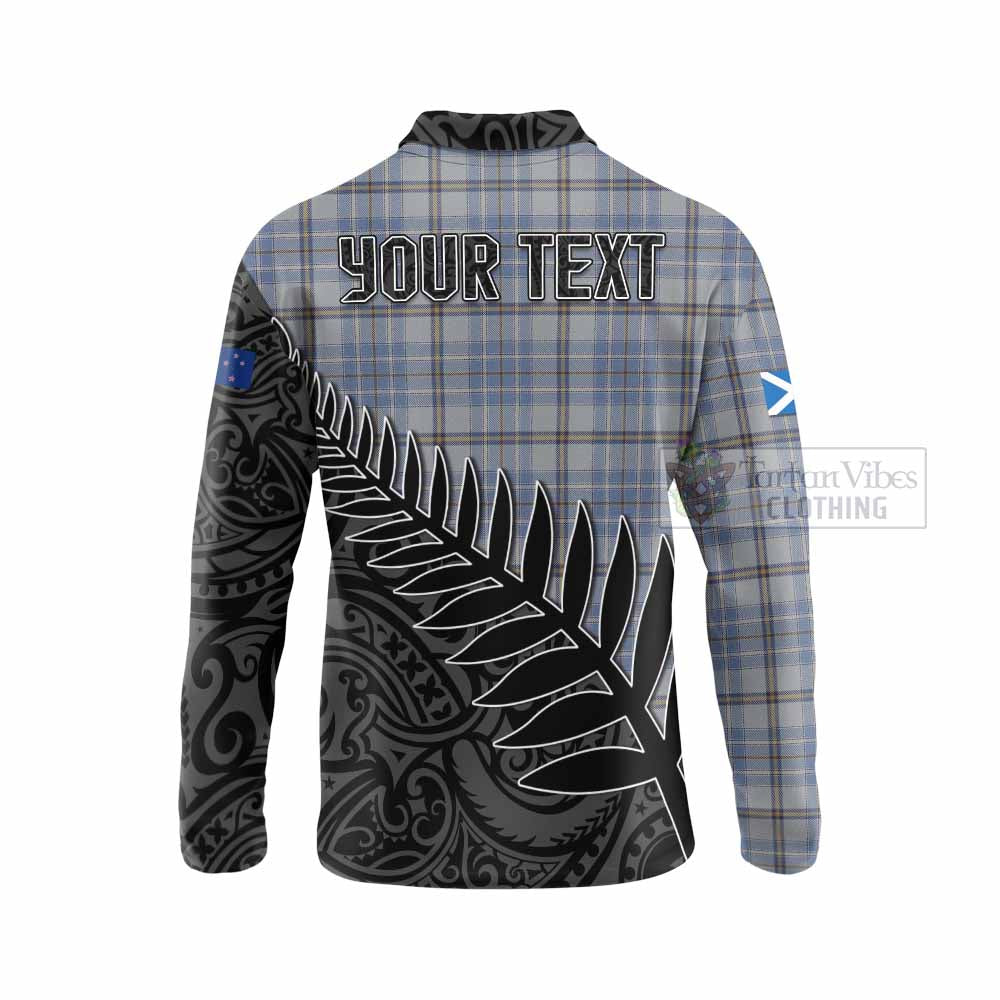 Tartan Vibes Clothing Tweedie Crest Tartan Long Sleeve Polo Shirt with New Zealand Silver Fern Half Style