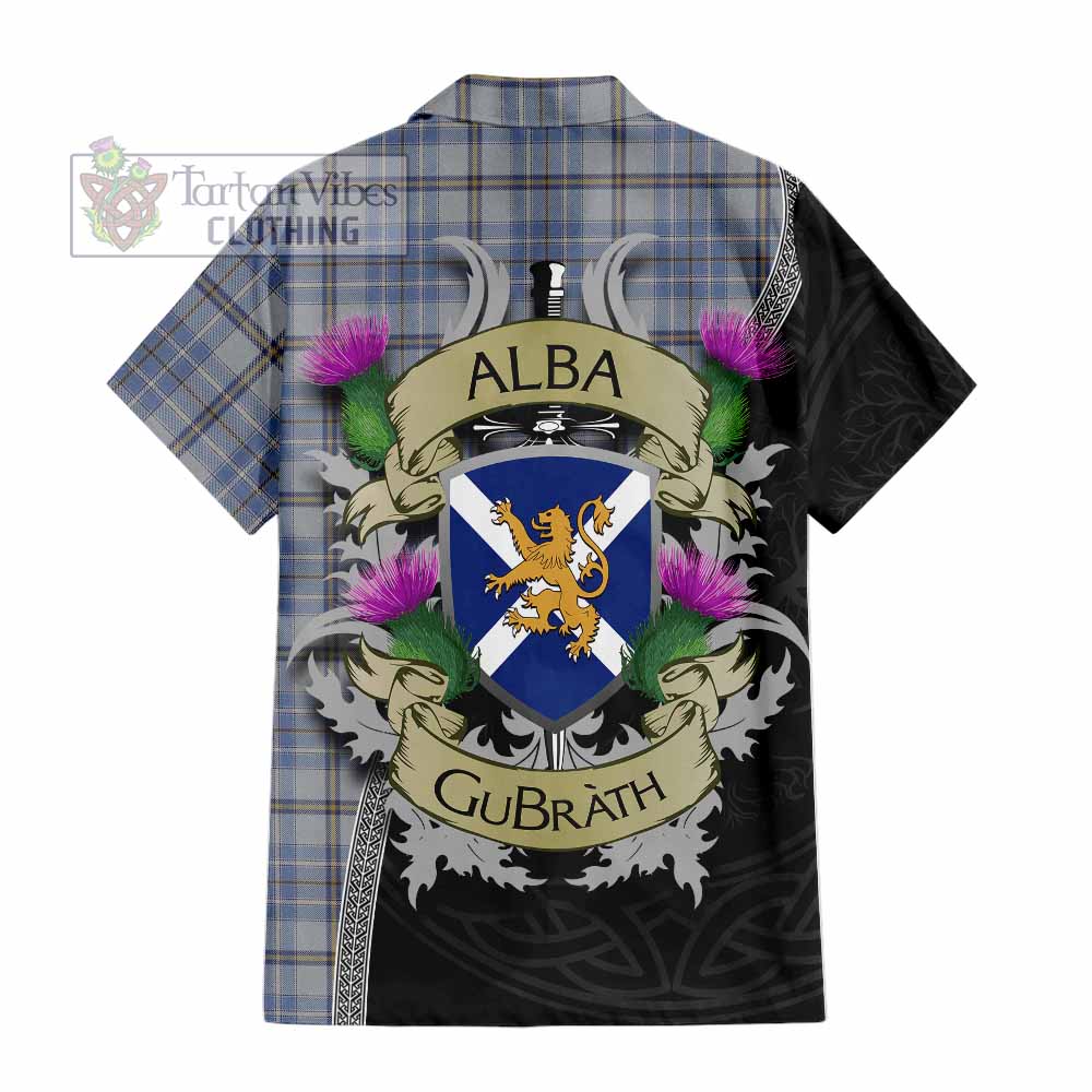 Tartan Vibes Clothing Tweedie Tartan Family Crest Short Sleeve Button Shirt Lion Rampant Royal Thistle Shield Celtic Inspired