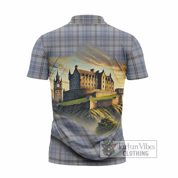 Tweedie Tartan Family Crest Zipper Polo Shirt with Scottish Ancient Castle Style