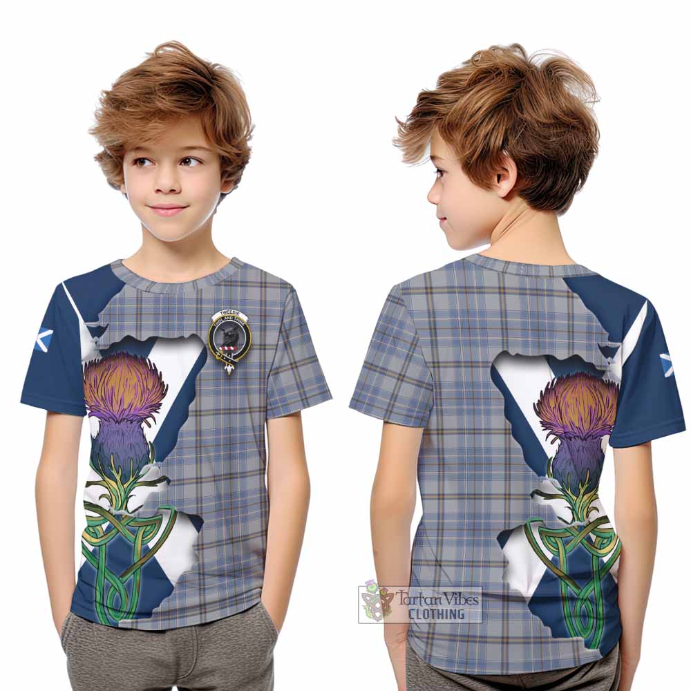 Tartan Vibes Clothing Tweedie Tartan Family Crest Kid T-Shirt Scottish Thistle Celtic Inspired