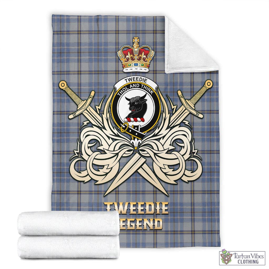 Tartan Vibes Clothing Tweedie Tartan Blanket with Clan Crest and the Golden Sword of Courageous Legacy