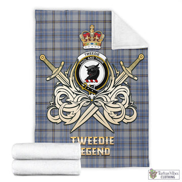 Tweedie Tartan Blanket with Clan Crest and the Golden Sword of Courageous Legacy