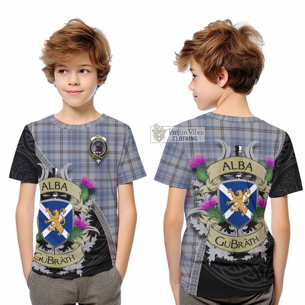 Tartan Vibes Clothing Tweedie Tartan Family Crest Kid T-Shirt Lion Rampant Royal Thistle Shield Celtic Inspired